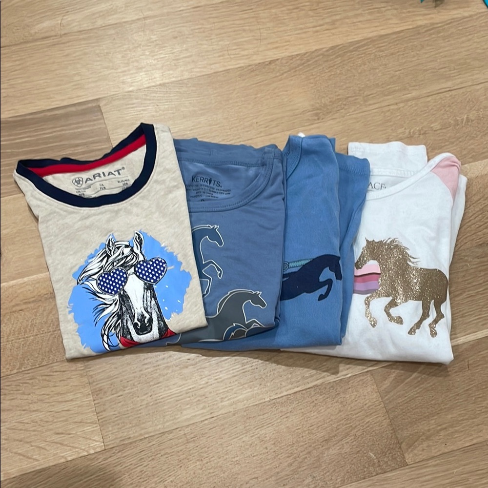 FOUR Graphic Horse T-Shirt Collection - Cream, Blue and White